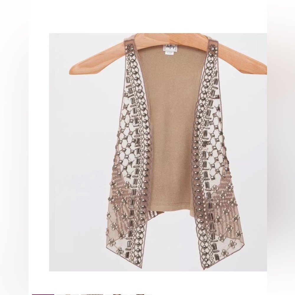 embellished mesh vest
